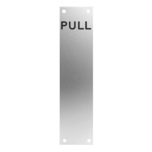 ASEC Push/Pull Screen Printed Finger Plate75mm Width x 1.2mm Depth (SSS) Satin Stainless Steel - PULL' 350mm Height SSS