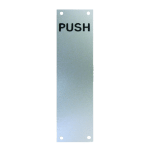 ASEC Push/Pull Engraved Finger Plate75mm Width x 1.2mm Depth (SAA) Satin Anodised Aluminium - PUSH' 300mm Height SAA