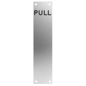 ASEC Push/Pull Engraved Finger Plate75mm Width x 1.2mm Depth (SAA) Satin Anodised Aluminium - PULL' 300mm Height SAA