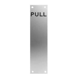 ASEC Push/Pull Engraved Finger Plate75mm Width x 1.2mm Depth (SAA) Satin Anodised Aluminium - PULL' 375mm Height SAA