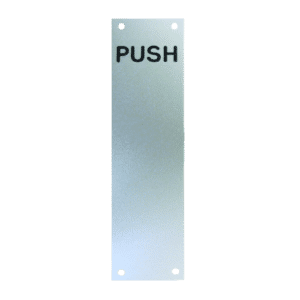ASEC Push/Pull Engraved Finger Plate75mm Width x 1.2mm Depth (SSS) Satin Stainless Steel - PUSH' 375mm Height SSS
