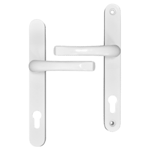 ASEC 92 Lever/Lever UPVC Furniture - 240mm Backplate - White (Sprung)
