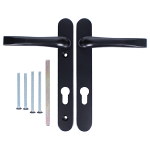 ASEC 92 Lever/Lever UPVC Furniture - 220mm Backplate - Black