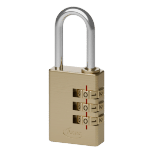 ASEC Brass Open Shackle Combination Padlock - 20mm 3 Wheel (Boxed)