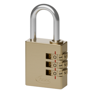 ASEC Brass Open Shackle Combination Padlock - 30mm 3 Wheel (Boxed)