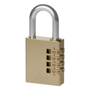ASEC Brass Open Shackle Combination Padlock - 40mm 4 Wheel (Boxed)