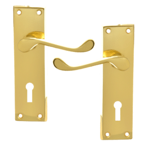 ASEC Victorian Scroll Plate Mounted Lever Furniture - PB Lever Lock Visi