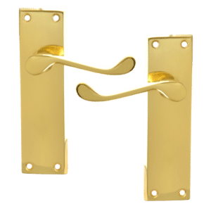 ASEC Victorian Scroll Plate Mounted Lever Furniture - PB Lever Latch Visi