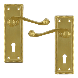ASEC Georgian Plate Mounted Lever Furniture - PB Lever Lock Visi