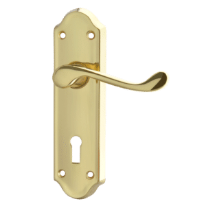 ASEC Ashstead Plate Mounted Lever Furniture - PB Long Plate Lever Lock Visi