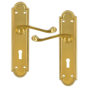 ASEC Georgian Shaped Plate Mounted Lever Furniture - PB Lever Lock