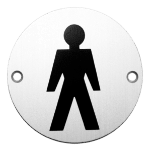 ASEC Aluminium Metal Toilet Door Sign - 76mm SAA `Male`