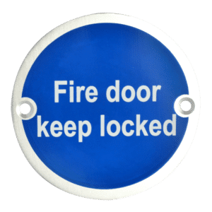 ASEC Metal `Fire Door Keep Locked` Sign - 76mm SAA