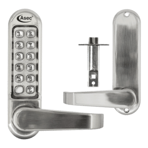 ASEC AS4300 Series Lever Operated Digital Lock With Clutched Handle & 60mm Latch - AS4301 Stainless Steel