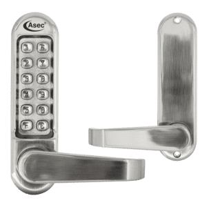 ASEC AS4300 Series Lever Operated Digital Lock No Latch - AS4305 Free Passage Stainless Steel