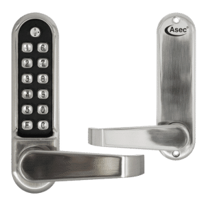 ASEC AS4300 Series Lever Operated Easy Code Change Digital Lock With Optional Free Passage No Latch - AS4306 Stainless Steel