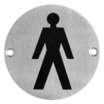 ASEC Stainless Steel Metal Toilet Door Sign - 76mm SSS `Male`