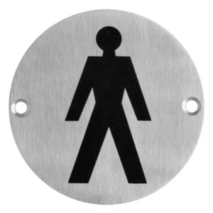 ASEC Stainless Steel Metal Toilet Door Sign - 76mm SSS `Male`