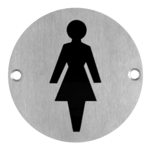 ASEC Stainless Steel Metal Toilet Door Sign - 76mm SSS `Female`