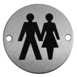 ASEC Stainless Steel Metal Toilet Door Sign - 76mm SSS `Unisex`