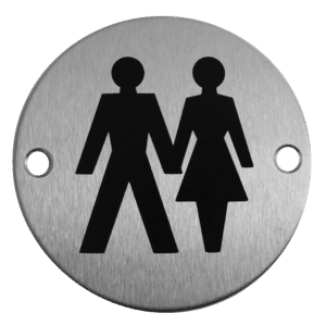 ASEC Stainless Steel Metal Toilet Door Sign - 76mm SSS `Unisex`