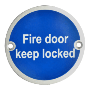 ASEC Metal `Fire Door Keep Locked` Sign - 76mm SS
