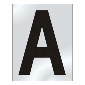 ASEC 75mm Chrome Letters & Numerals - 75mm 'A' Text CP Visi