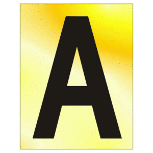 ASEC 75mm Brass Letters & Numerals - 75mm 'A' Text PB Visi