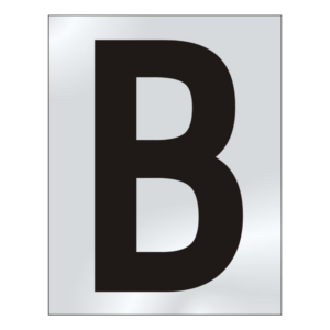 ASEC 75mm Chrome Letters & Numerals - 75mm 'B' Text CP Visi