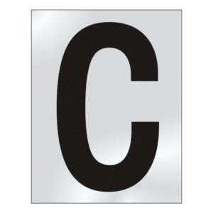 ASEC 75mm Chrome Letters & Numerals - 75mm 'C' Text CP Visi