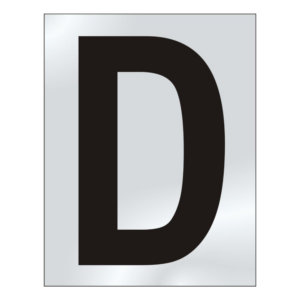 ASEC 75mm Chrome Letters & Numerals - 75mm 'D' Text CP Visi