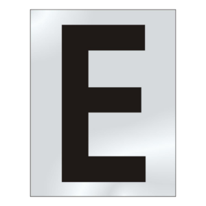 ASEC 75mm Chrome Letters & Numerals - 75mm 'E' Text CP Visi