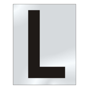ASEC 75mm Chrome Letters & Numerals - 75mm 'L' Text CP Visi
