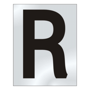 ASEC 75mm Chrome Letters & Numerals - 75mm 'R' Text CP Visi