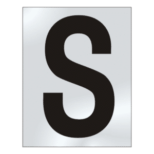 ASEC 75mm Chrome Letters & Numerals - 75mm 'S' Text CP Visi