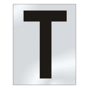 ASEC 75mm Chrome Letters & Numerals - 75mm 'T' Text CP Visi