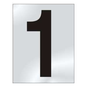 ASEC 75mm Chrome Letters & Numerals - 75mm '1' Text CP Visi