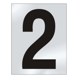 ASEC 75mm Chrome Letters & Numerals - 75mm '2' Text CP Visi