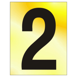 ASEC 75mm Brass Letters & Numerals - 75mm '2' Text PB Visi