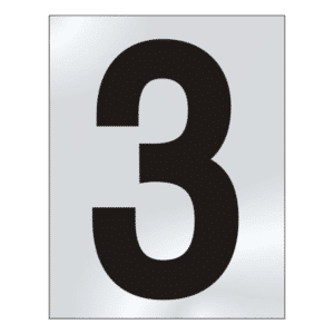 ASEC 75mm Chrome Letters & Numerals - 75mm '3' Text CP Visi