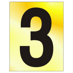 ASEC 75mm Brass Letters & Numerals - 75mm '3' Text PB Visi