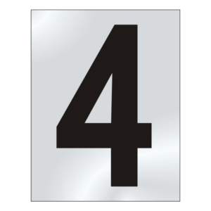 ASEC 75mm Chrome Letters & Numerals - 75mm '4' Text CP Visi