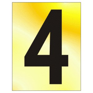 ASEC 75mm Brass Letters & Numerals - 75mm '4' Text PB Visi