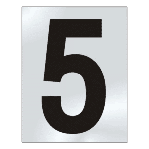 ASEC 75mm Chrome Letters & Numerals - 75mm '5' Text CP Visi
