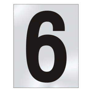 ASEC 75mm Chrome Letters & Numerals - 75mm '6' Text CP Visi