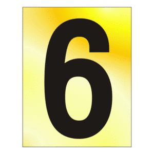 ASEC 75mm Brass Letters & Numerals - 75mm '6' Text PB Visi