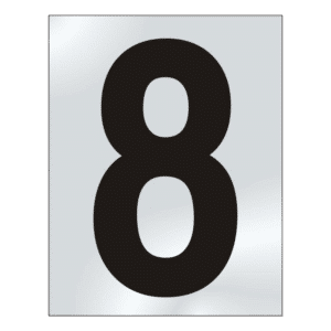 ASEC 75mm Chrome Letters & Numerals - 75mm '8' Text CP Visi