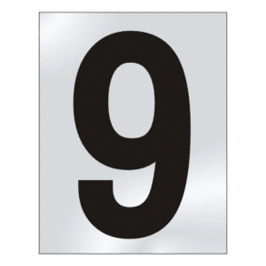 ASEC 75mm Chrome Letters & Numerals - 75mm '9' Text CP Visi