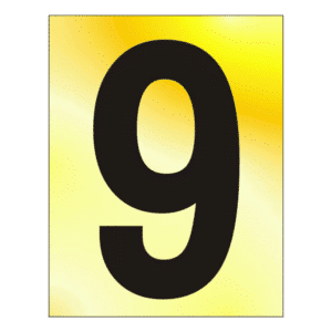 ASEC 75mm Brass Letters & Numerals - 75mm '9' Text PB Visi