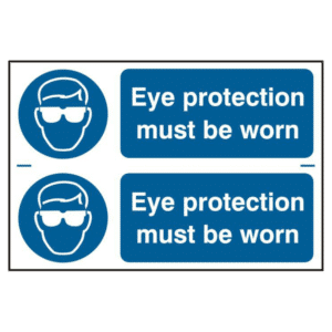 ASEC `Eye Protection Must Be Worn` 300mm x 100mm PVC Self Adhesive Sign - 2 Per Sheet